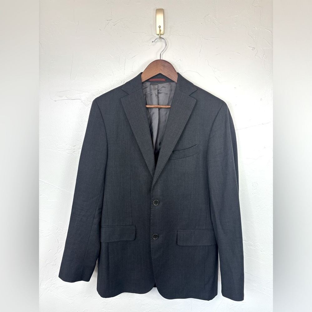 MOSSIMO DUTTI Super 130's Wool Charcoal Grey Blazer Suit Jacket Business 46/36 - Picture 3 of 16
